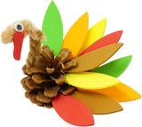 4Es Novelty 4 Pack Pinecone Turkey Craft Kit - DIY Thanksgiving Crafts for Kids & Adults, Thanksgiving Table Decorations, Turke