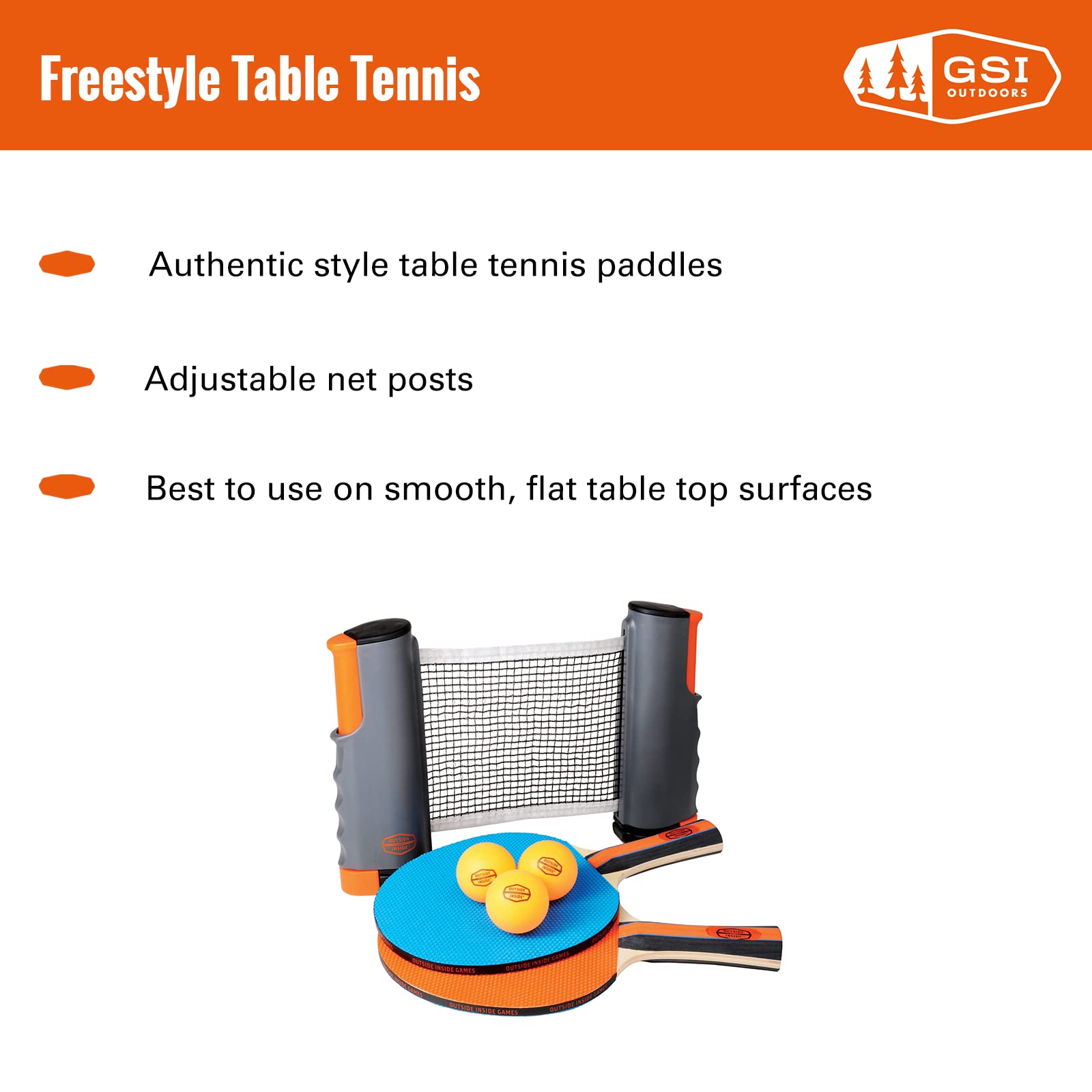 Outside Inside Backpack Travel Ping-Pong Set for Camping, Backyard & Outdoors