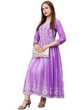 Anni Designer Women'S Georgette Chikankari Embroidered Anarkali Kurti (Kari Purple-Grt_M_Purple_Medium),Purple,M