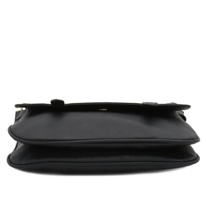 ALYSSA Double Compartment Large Flapover Crossbody Bag (Black)