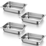 4Pack 1/2 Half Size Steam Table Pans, 2.5 Inch Deep Restaurant Steam Table Pans Commercial, Hotel Pan Made of 201 Gauge Stainle