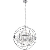 Living District Indoor Modern Home Decorative Bright Ceiling Cordelia 6 Light Chrome Crystal Pendant