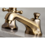 Kingston Brass Ks4469Bx Metropolitan Widespread Lavatory Faucet With Metal Cross Handle, Brushed Nickel And Polished Brass