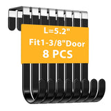 Optish Door Hanger Hooks, 8 Pack Over The Door Hooks for Hanging, Over The Door Towel Rack for Bathroom, Towel Hooks Fits 1 3/8 