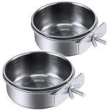 PINVNBY Parrot Feeding Cups Birds Food Dish Stainless Steel Parrot Feeders Water Cage Bowls with Clamp Holder for Cockatiel Conu