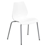 Flash Furniture 288WH Series Polypropylene Stackable Chair with Silver Frame, White
