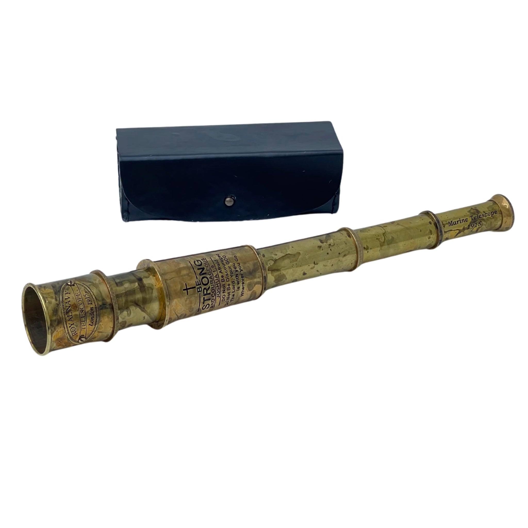 16 Spyglass Nautical Handheld Brass Telescope with Box/Case Religious Gifts for Boys - Engraved with Quote JOSHUA 1:9 - Be Str