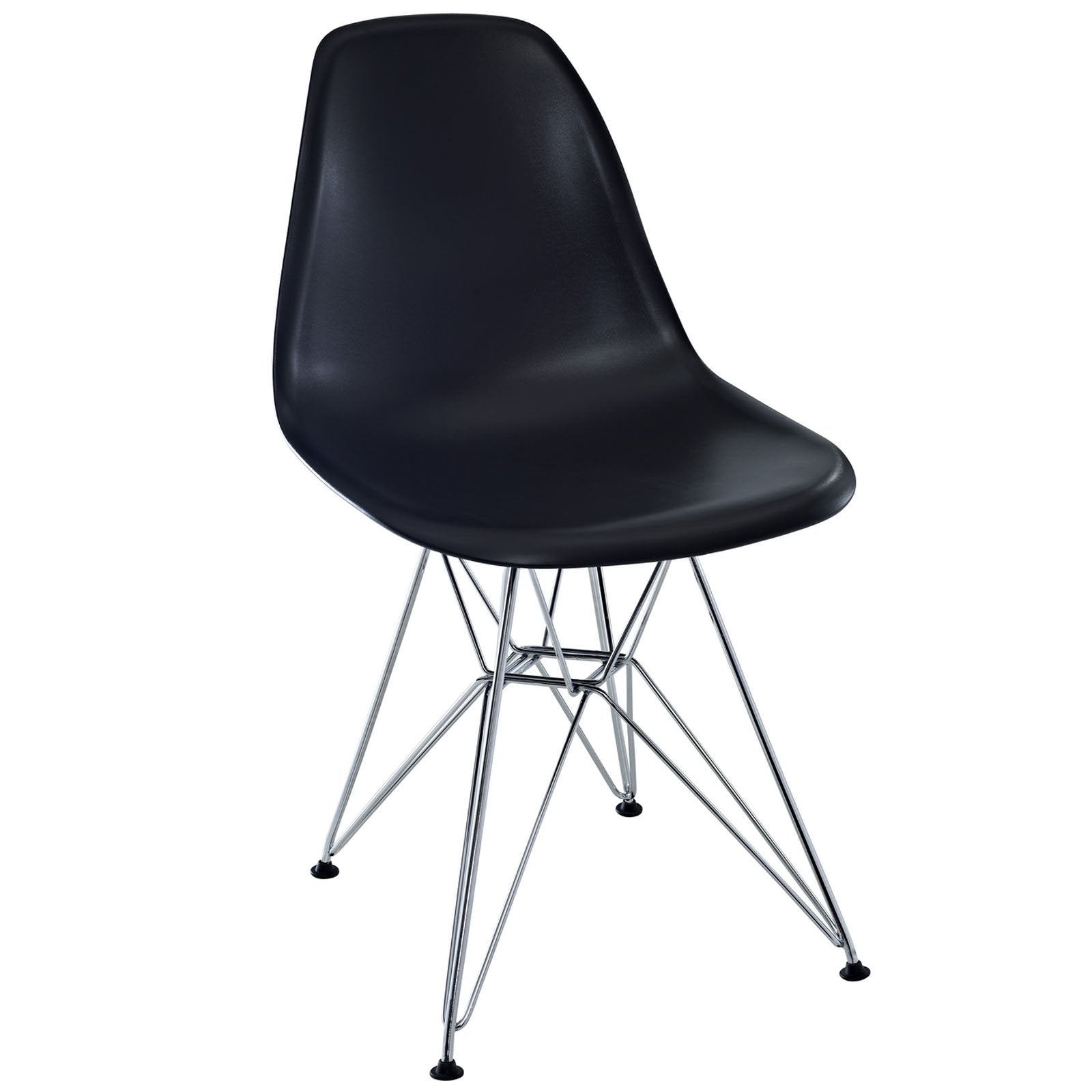 Modway Paris Mid-Century Modern Molded Plastic Steel Metal Base In Black, One Dining Chair