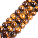 GEM-Inside Natural 10mm Tiger Eye Gemstone Loose Beads Round Crystal Energy Stone Power for Jewelry Making 15''