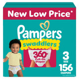 Pampers Diapers - Swaddlers 360 - Size 3, 156 Count, for up to 100% Leakproof Premium Skin Protection (Packaging May Vary)