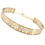 Romp Fashion WomenS Golden Metal 3.5 Cm Wide Hollor Designee Ladies Belt
