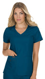 KOI Basics 373 Womens Becca VNeck Solid Scrub Top (Caribbean, Medium)