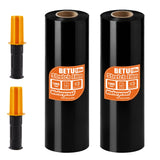 Black Stretch Film Shrink Wrap for Moving Supplies (18inch, 2 Pack) x 1000ft, Industrial Strength Plastic Wrap Stretch Roll for 
