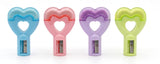 SID MAGIC 4 Pcs Cute Heart Shaped 2 in 1 Pencil Sharpener and Eraser Set Pastel Kawaii School Supplies for Kids Students