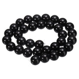 HARFINGTON 32pcs Solid Black Cat's Eye Stone Beads 12mm Round Smooth Gemstone Crystal Loose Bead for Jewelry Making Bracelets Ne