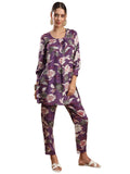 Anni Designer Women'S Cotton Blend Printed Pajama Set Ethnic Co-Ord Set (Aatishi Purple_Xl_Purple_X-Large),Purple,XL