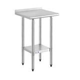 ROCKPOINT Stainless Steel Table for Prep & Work with Backsplash 18x24 Inches, NSF Metal Commercial Kitchen Heavy Duty Table with