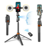arbenlulu Face Tracking Tripod for iPhone,70 Tall Travel Phone Tripod Stand with Light,Remote and Gesture Control,Selfie Stick f
