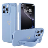 Ufbara Compatible with iPhone 16 Pro Max Case for Women Men, Cute Love Heart Pattern, Built in Adjustable Metal Wrist Strap Grip