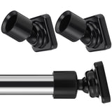 4 Sets Angled Shower Rod Brackets for 25mm Bar - Heavy Duty Wall Mount with Plugs & Screws, Low Cost Solution (4, Black)