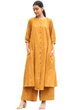 Anni Designer Women'S Rayon Viscose A-Line Printed Kurta With Palazzo (Khergam Yellow_3Xl_Mustard_Xxx-Large),Mustard,3XL