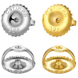 2-Pairs Screw Earring Backs Replacements,14K Gold Plated 925 Silver Secure Locking Hypoallergenic Screw On Earring Backs for Stu