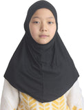 Barakath Girls OnePiece Hijab Scarf, Ready To Wear, Soft Breathable Material (Black, M)