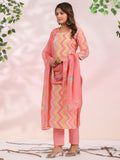 Gosriki Women'S Rayon Blend Printed Straight Kurta With Pant & Dupatta (Zaggu Pink-Nb-Gs_M_Pink_Medium),Pink,,B0CYGTKX6F
