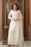 Wedani Georgette Embroidered Sequins Kurta Set With Duptta For Womne (In Alpha 2Xl Regular White),WHITE,2XL,Georgette,A-Line,