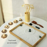 Zen Garden Rake Stamp Tools - Meditation Rock Sand Garden Accessories - Office Desktop Mini Zen Gifts For Man Women Bamboo Rakes