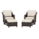 MeetLeisure Patio Metal Swivel Chairs with Ottomans Set of 2, Conversation Furniture Set - 360 Degree Glider Rocker Chairs | 2 W
