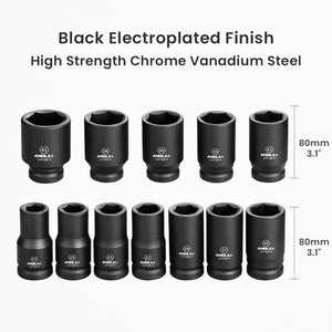Anbull 3/4 Inch Drive Deep Impact Socket Set, 12 Piece Metric Combination, Sizes 17mm 19mm 21mm 22mm 24mm 27mm 30mm 32mm 33mm 36