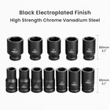 Anbull 3/4 Inch Drive Deep Impact Socket Set, 12 Piece Metric Combination, Sizes 17mm 19mm 21mm 22mm 24mm 27mm 30mm 32mm 33mm 36