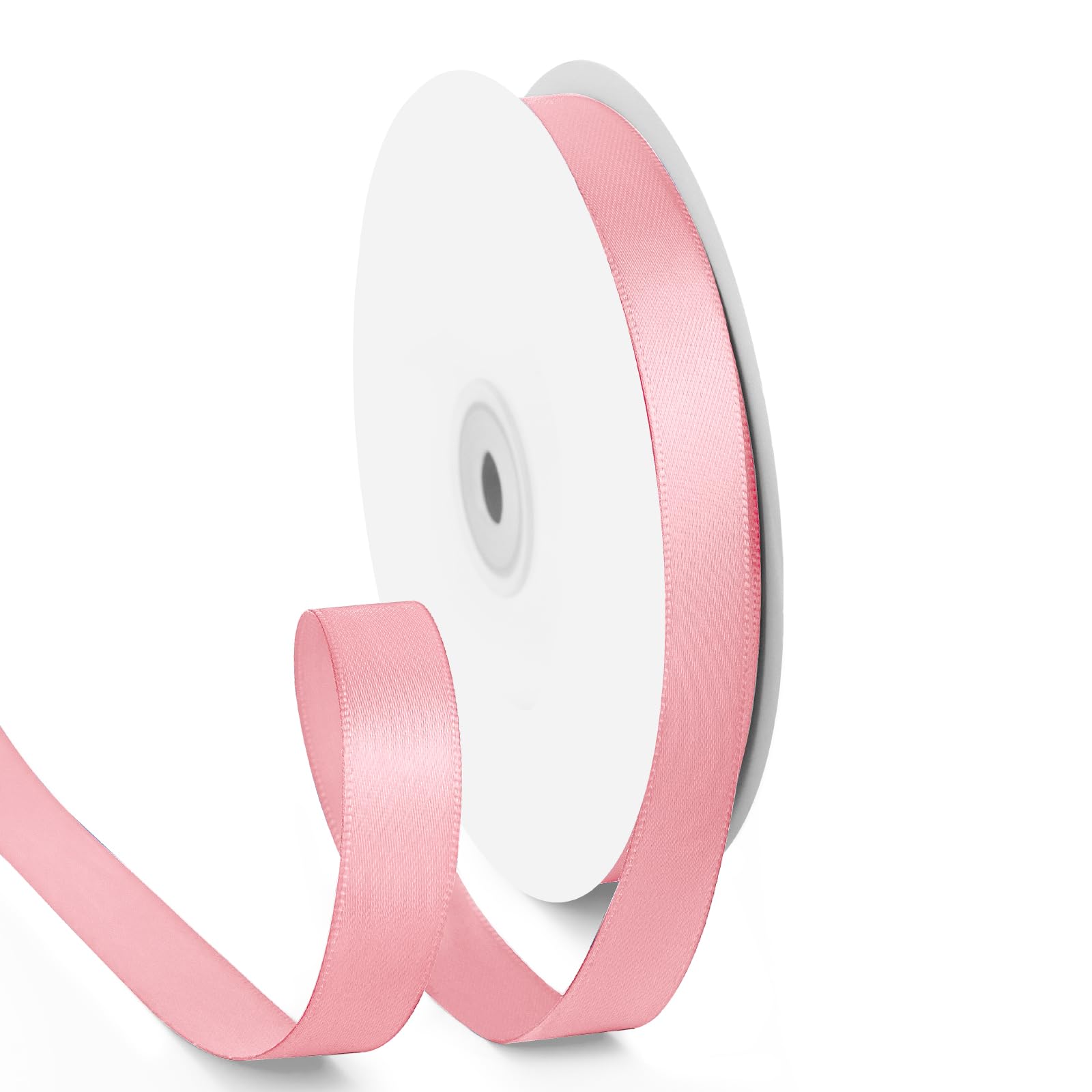 HimBen Double Faced Pink Ribbon 50 Yards, 5/8 inch Pink Stain Ribbon for Gift Wrapping, Flower Bouquet, Weddings Party Invitatio