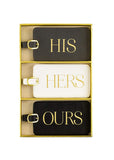 Eccolo 3 Pack Luggage Tag Set, Suitcase Tags Identifiers with ID Cards, Faux Leather, Buckle Closure, His and Hers, and Ours (Ne