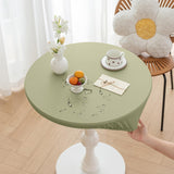Huierxun Round Fitted PU Tablecloth with High Elastic Edge 55 Inch Dia Waterproof Oil Proof Table Cloth Anti-Scald Stain-Resista
