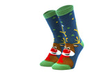 Socksoho Christmas Reindeer Sock Edition For Men Cute Quirky Reindeer Edition (Material: Combed Cotton | Color: Green,Blue | F