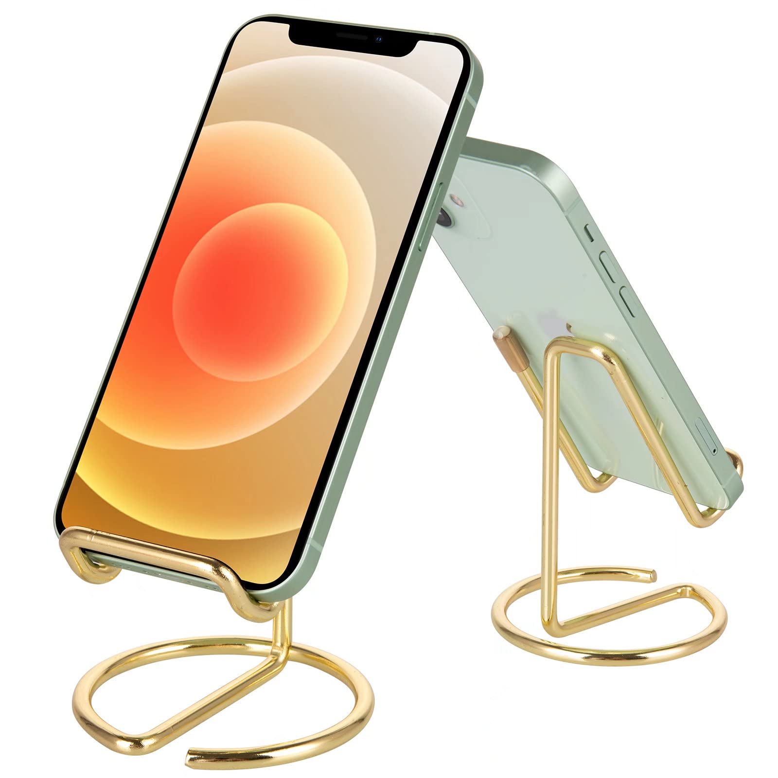 ROPOSY Cell Phone Stand for Desk, Cute Metal Gold Cell Phone Stand Holder Desk Accessories, Compatible with All Mobile Phones, i