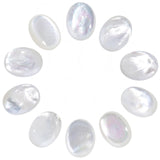 SUNYIK 10PCS 10x14mm Natural Oval White Shell Cabochons with Resin Flat Back CAB for Jewelry Making DIY Art Project