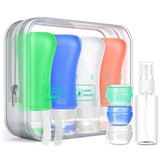 Teapile 14 Pack Silicone Travel Bottles Set, Leak Proof Travel Size Containers, Perfect For Personal Travel (Green)