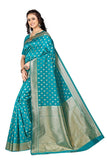 Sugathari Womens Banarasi Saree Pure Kanjivaram Silk Saree Soft New Ladies 2023 Design Wear Pattu Sarees Latest Cotton Party Sari Collections With Blouse Piece For Wedding Sadi (Sam Pari-180 Firozi)