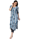 Gosriki Women'S Cotton Blend Straight Printed Kurta With Pant (Dania Blue-Nw6-Gs_L_Blue_Large),Blue,,B0BZMJT523