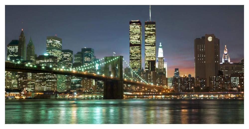 The Brooklyn Bridge And Twin Towers At Night-Paper Art-50,,X26,,