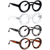 LUR Oversized Round Reading Glasses for Women - 4 Pack Ladies Readers Large Frame +1.50