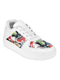 Shoeopia Lace-Up Printed Detail White Sneakers For Women & Girls /Uk4,White,4,B0CCJSGNP5