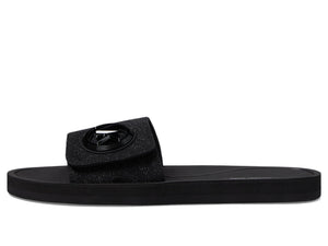 Michael Kors Women's MK Charm Slide Sport Sandal, Black, 7