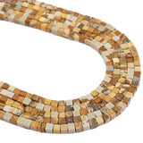 BEADIA Natural Brown Picture Jasper Cube Spacer Beads 4mm Loose Square Stone Beads for Jewelry Making 38cm/Strand