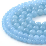 PLTbeads Gorgeous Light Blue Jade Natural Gemstone Loose Beads 6mm Smooth Round Approxi 15 inch DIY Bracelet Necklace for Jewelr