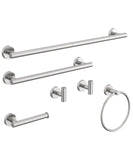 HOMEMYSTIQUE 6 Pcs Brushed Nickel Bathroom Accessories Hardware Set SUS304 Stainless Steel Hand Towel Bar Toilet Paper Holder To