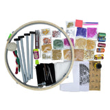 S S Mart Aari Work Beginners Kit With 44 Items 18Inch Aari Stand With Wrapped Frame And 44 Materials To Learn Basic And Advan
